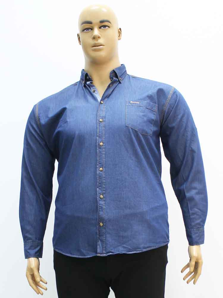 Сорочка (рубашка) мужская джинсовая  стрейчевая большого размера, 2021. Магазин «Большой Папа», Луганск.