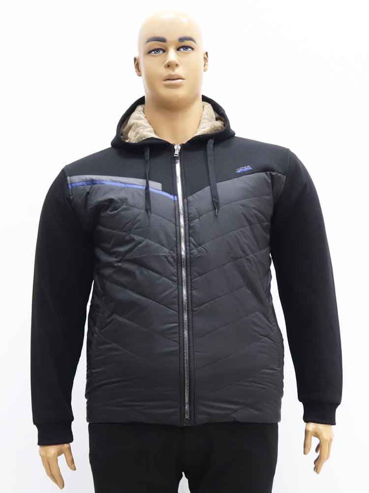 Кофта-куртка мужская комбинированная на подкладке из искусственного меха большого размера, 2021. Магазин «Большой Папа», Луганск.