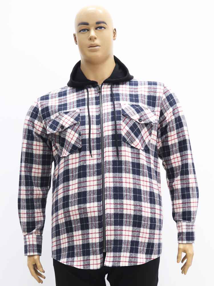 Сорочка (рубашка) мужская фланелевая из хлопка с капюшоном большого размера, 2021. Магазин «Большой Папа», Луганск.